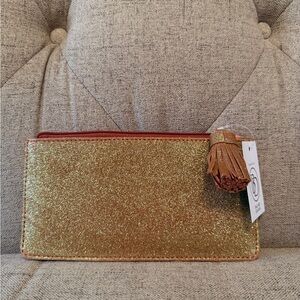 Gold Glitter Clutch with Tassel